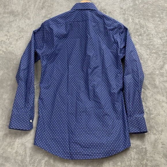 Ralph Lauren Shirt Mens 14.5 Black Label Button Down Blue Polka Dot Office Work - Picture 9 of 10